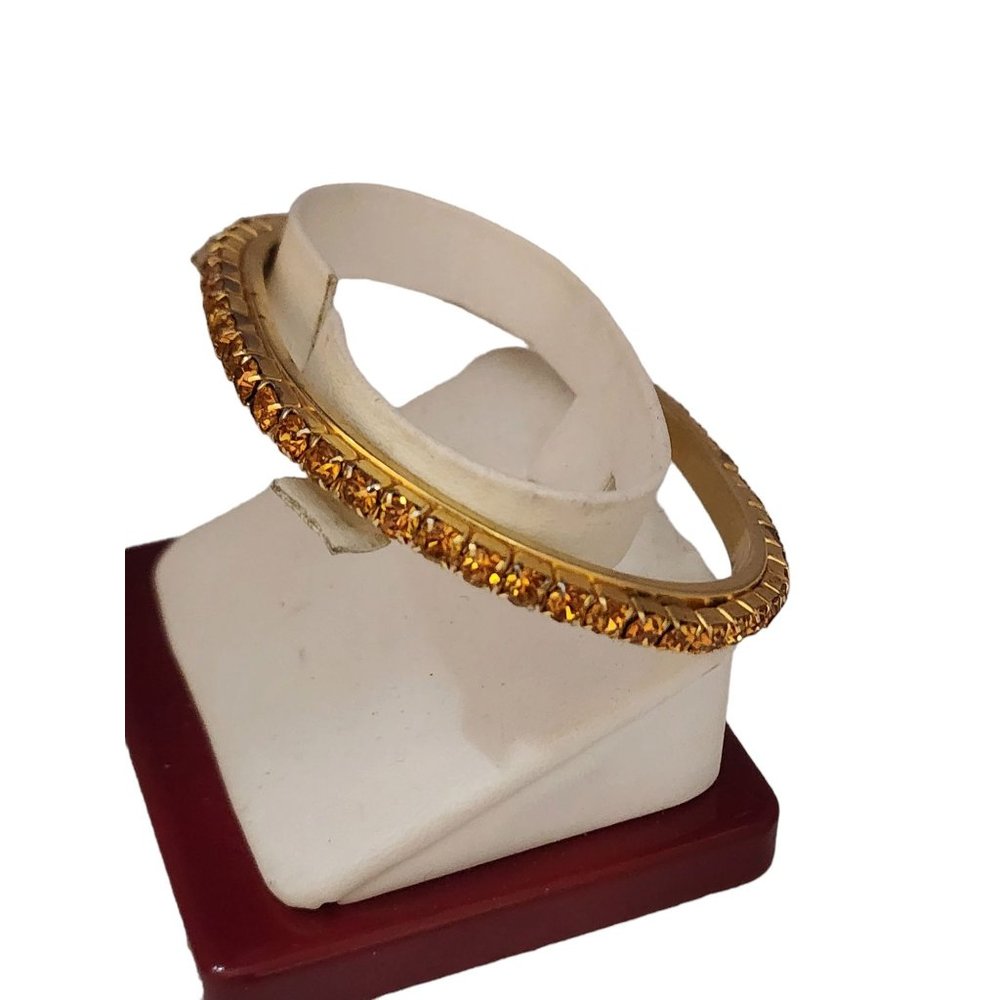 Vintage Heavy Designer Rhinestone 1 Strand Oval Bracelet (A4379)